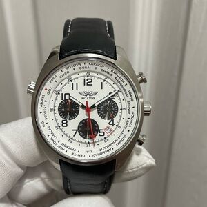 AVIATOR World Time Chronograph Date AVW5639G4 Quartz 44mm Mens Watch